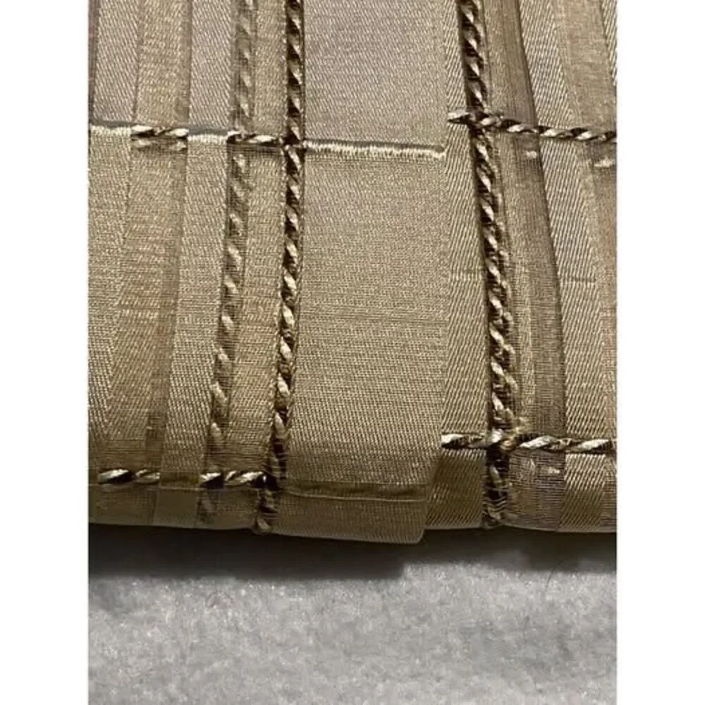 100% Vtg Sheer Silk Grid Pattern Curtain 50X84 Window Drapery Gold/Cream